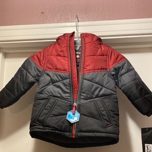 Swiss Alps Boys Toodler Puffer Jacket Size 2T Color Red/Gray/Black